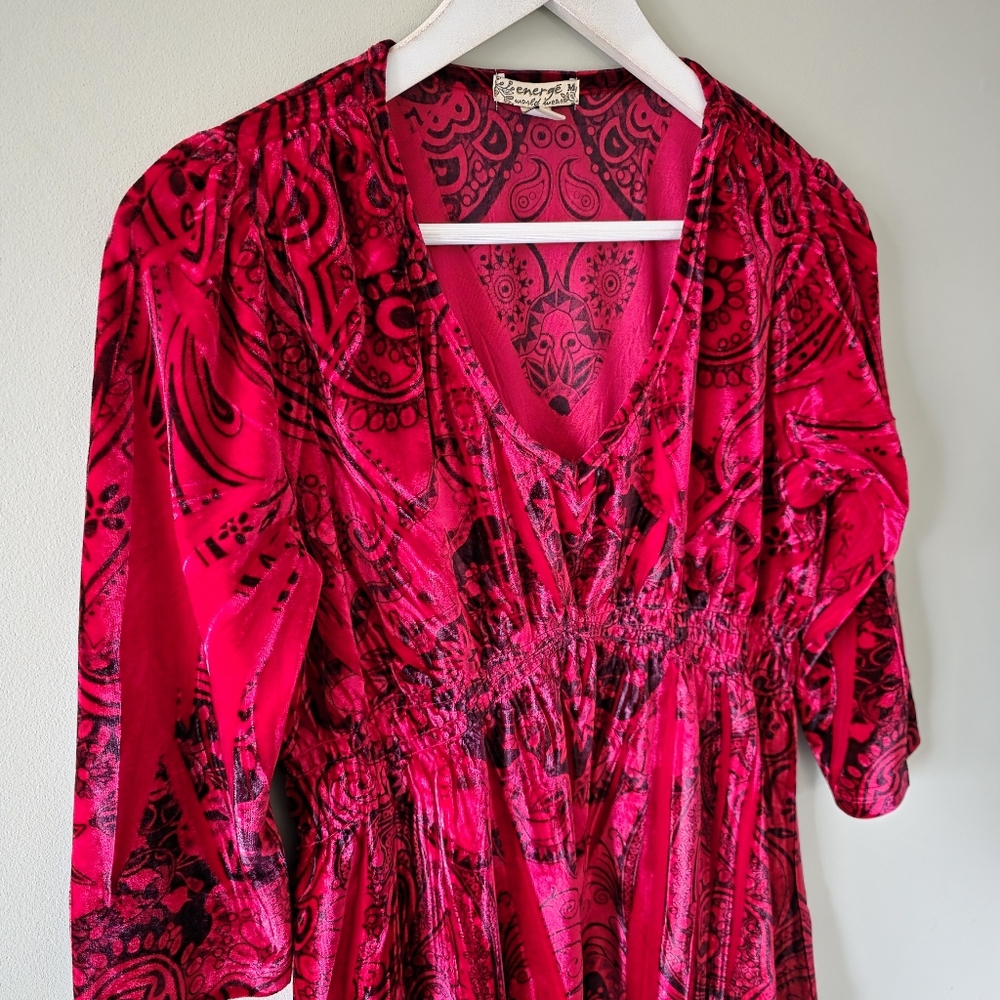Energe M Vintage Y2K Whimsigoth Dark Romantic Fairy Grunge Velvet Babydoll Tunic - Picture 9 of 14